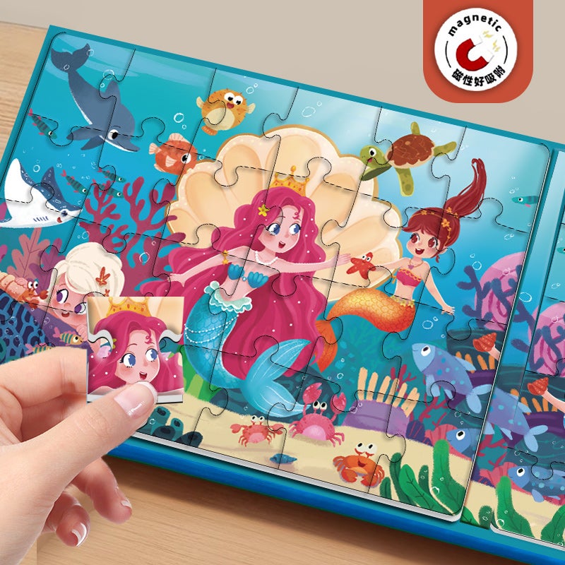 Children'S Magnetic Puzzle 3 To 6 Years Old Girls Kids Advanced Flat Figure Magnetic Sticker Princess Educational Toy Gift - Image 2